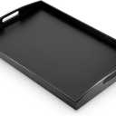 Bam & Boo Black Bamboo Serving Tray Extra Large with Handles for Food, Drinks, Storage, Decor, Vanity, Breakfast, Parties, Weddings, Picnics(23.6 x 15 x 2.35, Black)