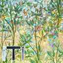 Window Privacy Film Decorative Stained Glass Window Film, Rainbow Effect Static Cling No Glue Decals, UV Blocking Heat Control Tint for Home, Leaf Pattern, 35.4 x 157.4 inches