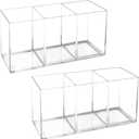 Rainmae 2Pack Plastic Cutlery Storage Organizer, Acrylic Cutlery Utensil Holder Storage Organizer Caddy for Kitchen Countertop Organization - Holds Fork, Knife, Spoon, Silverware Tableware Storage Box (2 Pcs(7.9 x 2.6 x 3.5 in))
