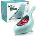 Genuine Fred BLUE BIRD Ceramic Colander, Charming, Unique Design, Berry Colander, Fun Kitchen Gadget