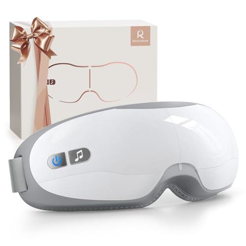 Restnature Eye Massager, Valentines Day Gifts for Women Eye Massager with Heat & Bluetooth Music Birthday Gifts Headache Dry Eye Relief and Improve Sleep Gift for Women/Men/Graduation,White