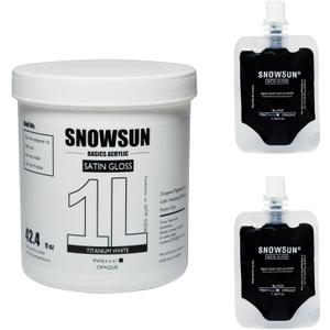 SNOWSUN Large Bulk Acrylic Paint, Titanium White Acrylic Paint 1L /42.4 oz, and 25ml*2 Pouch Charcoal Black, Gloss Non-Toxic Heavy Body Paints, Thick Art Paints for Multi-Surface Canvas Wood Ceramic Fabric Wall- Ideal for Artists & Beginners