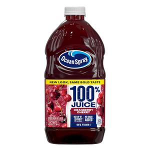 Ocean Spray 100% Juice Cranberry Cherry Juice Blend, 64 Fl Oz Bottle (Pack of 8) (EXP 09-01-26)