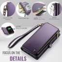 Defencase Compatible with Samsung Galaxy S24 FE Case Wallet with RFID Blocking Card Holder for Women Men, PU Leather Magnetic Snap Flip Zipper Strap Wallet Phone Case for Galaxy S24 FE 5G 6.7", Purple