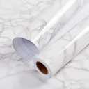 practicalWs Glossy Marble Contact Paper White Peel and Stick for Countertop, Grey Granite Thick Removable Wallpaper for Kitchen Cabinets Furniture Refurbishment Wall Decor Vinyl Wrap, 2ft