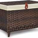 Honjourai Wicker Storage Basket with Lid,Rattan Shelf Basket with Removable Liner Bag,160L Storage Bin,Storage Trunk with Heightened Feet,Storage Container for Wardrobe,Home Organizer