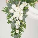 Artificial Wedding Arch Flowers Kit(Pack of 3),2Pcs Artificial Flower Arch Decor,1Pcs Sheer Drape for Wedding Ceremony Arbor for WeddingCeremony (Fairy White)