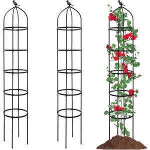 2-Pack 6.7FT Garden Obelisk Trellis for Climbing Plants,81Metal Plant Support Tower,Heavy Duty Thickened Tube,Rustproof Black Vine & Flower Stand for Outdoor Indoor Use