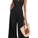 ANRABESS Women Jumpsuits Sleeveless V Neck Elegant Dressy Casual Backless One Piece Pants Romper 2025 Summer Outfits, S, Black