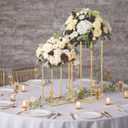 Fullvaseer 31.5inch Wedding Centerpieces for Tables,5pcs Gold Centerpieces,Tall Column Geometric Floral Vase for Birthday Party Event Table Decoration