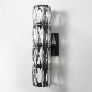 Crystal Wall Sconce,Indoor Modern Sconces Wall Lighting, Matte Black Wall Sconces for Bathroom,Bedroom,Living Room,Hallway