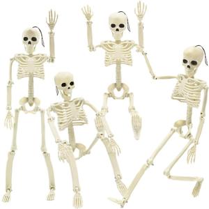 3FT Skeleton Halloween Decorations, Full Body Posable Halloween Skeleton with Movable Joints, 36" Plastic Skeleton with 1PCS Black Crow for Indoor Outdoor Haunted House Prop Decor