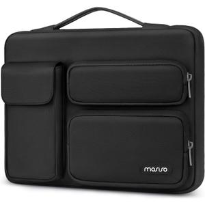MOSISO 360 Protective Laptop Case 13.3 inch, 13-13.3 inch Laptop Sleeve Compatible with MacBook Air/Pro 13 / Pro 14, HP Dell ASUS Lenovo, Side Open Bag with 2 Raised&1 Flapover Pockets, Black