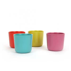 EKOBO Bamboo Kids Cups Set of 4, 8 oz, Toddler open Cup, Terracotta, Lightweight, Durable and Dishwasher Safe, Reusable Eco-Friendly Toddler Cup for Home, Travel, Picnics
