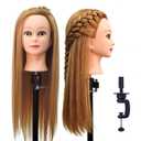 Female Mannequin Head with Hair for Practice Braiding Practice Hair Mannequin Head for Hairstyling Cutting (20 Inch, Honey Blonde 1)