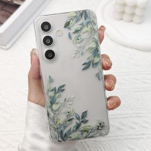 for Samsung Galaxy S23 FE Case, Floral Flowers Cute Aesthetic Clear Green Leaves Pattern Case for Women Girls,Transparent Slim Soft Shockproof Cover for S23 FE,Green Leaves for Samsung Galaxy S23 FE Case, Floral Flowers Cute Aesthetic Clear Green Leaves Pattern Case for Women Girls,Transparent Slim Soft Shockproof Cover for S23 FE,Green Leaves