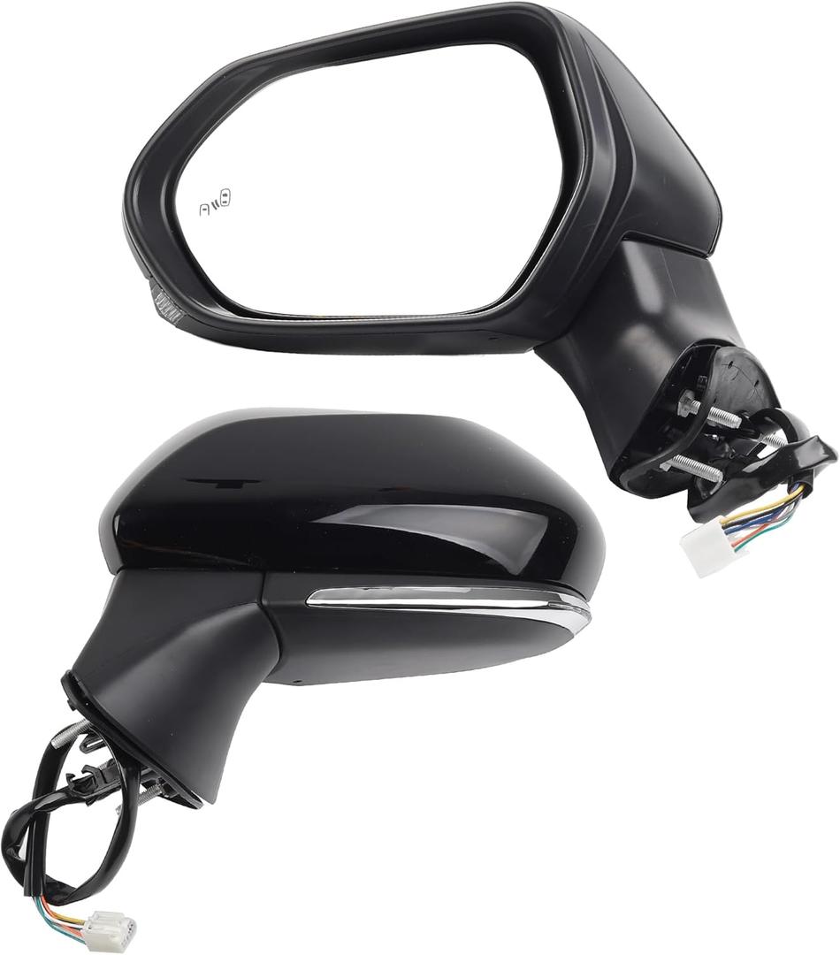 Dasbecan Left Driver Side Door Mirror Compatible with 2018-2024 Toyota Camry with Power Glass, Heated, Turn Signal, Blind Spot Detection, Manual Folding Replaces# TO1320368 87940-06840 Black 7PINS