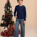 Haloumoning Boys Striped Long Sleeve Sweater Kids Fashion Crewneck Knit Pullover Fall Clothes 5-14Y