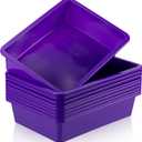 Hoteam 10 Pcs Flat Storage Organizer Tray Bin Paper Tray for Classroom Plastic Stackable File Organizer for School Office Teacher Book Organization(Purple,13.78 x 9.84 x 3.15 Inch)