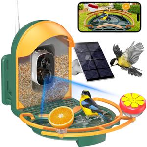 Bird Feeder with Camera, AI Recognition, Bird Bath, Solar Powered