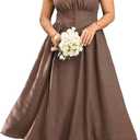 SHESTARR Plus Size Summer Dress Denim Sundress with Pockets (Brown, XXXL)