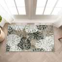 Wonnitar Tropical Washable Rugs 2x3, Non-Slip Leaf Rugs for Entryway Front Door Indoor Entrance, Monstera Plant Bath Mat Soft Low Pile Area Carpets for Bathroom Bedroom Decor, Khaki