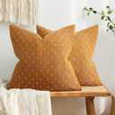 MIULEE Pack of 2 Decorative Burlap Linen Spring Throw Pillow Covers Farmhouse Pillowcases Modern Rustic Woven Textured Cushion Cover for Sofa Couch Bed 20x20 Inch Hazel