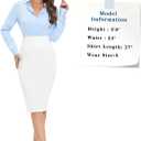 Tapata Women's Office Business Pencil Skirt Stretch High Waist Knee Length Bodycon for Work Casual, White, Large