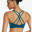 RUNNING GIRL Strappy Sports Bra for Women Sexy Crisscross Back Light Support Yoga Bra with Removable Cups, M