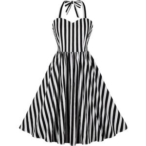 1950s Dresses for Women Vintage Retro Cocktail Party Swing Dresses Halter Floral Rockabilly 50s Polka Dot Pin up Dress (Medium, Black+white)