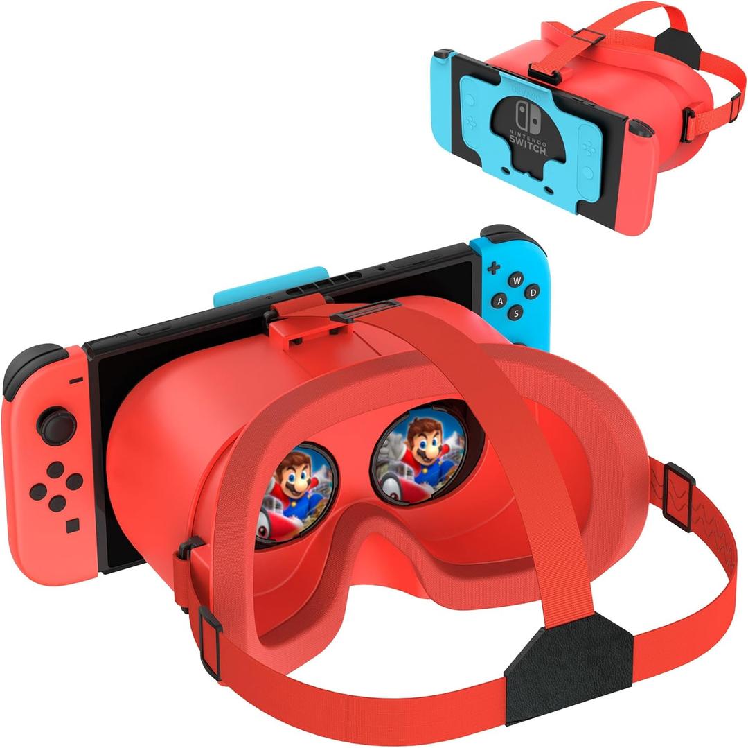 DEVASO Upgraded VR Headset for Nintendo Switch & Switch OLED, Switch Virtual Reality Glasses with Adjustable HD Lenses and Comfortable Head Strap, Labo VR Kit 3D Goggles for Switch Accessories (Orange&Blue)