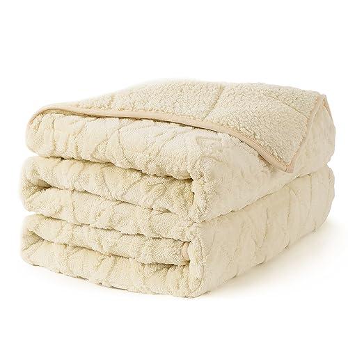 Topblan Weighted Blanket for Adults, 48" x 72" 12lbs, Soft Sherpa Twin Size Heavy Blanket with 3D Jacquard Flannel Fleece Weighted Blankets for Couch and Bed