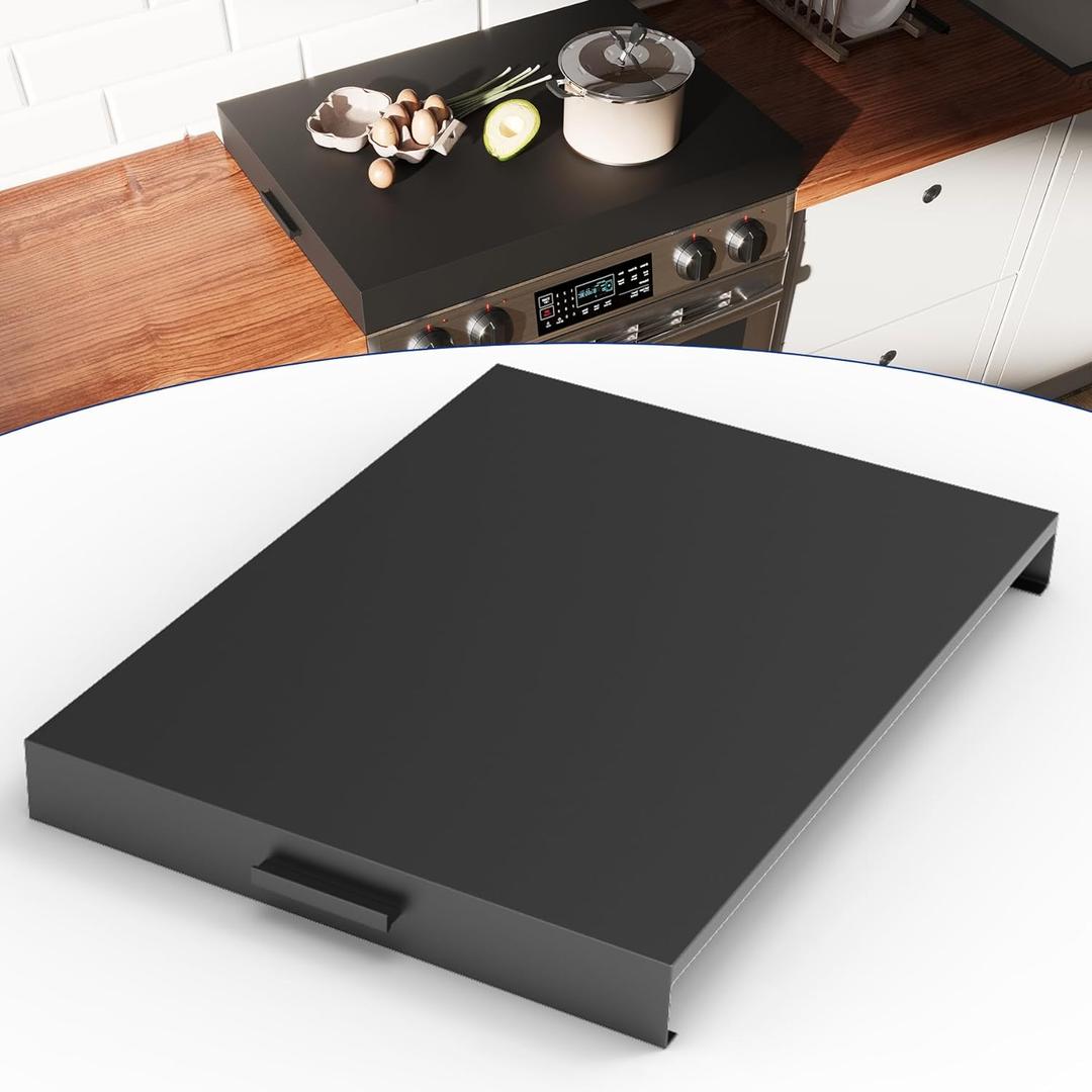 Stove Top Cover with Handles, Heavy Duty Metal Noodle Board Cooktop Cover for Gas/Electric Stove Top, (L 30" x W 22" x H 3") Large Gas Stove Protective Cover for Kitchen Space Expansion