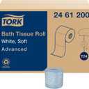 Tork Advanced Toilet Paper Roll, White, Compatible with T24 Dispensers, 2-ply, Soft Tissue, 80 rolls x 500 sheets (2461200)