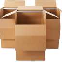 Amazon Basics Wardrobe Clothing Moving Boxes with Bar - 24" x 24" x 40", 3-Pack, Brown