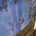 CHATYOUNG Beach Framed Wall Art - Large 24x48 IN Dark Blue Ocean Town Calm Moon Night Scenery Pictures Canvas Print Coastal Wall Paintings for Bedroom Living Room Kitchen Home Office Decor