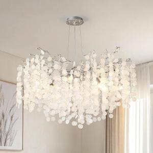 32 Inch Modern Tree Branch Light Fixture Large Bedroom Chandeliers | 10-Light Contemporary Chandeliers, Hanging Round Coastal Chandeliers for Dining Room Foyer Living Room, Silver