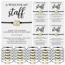 Huquary 50 Sets Staff Appreciation Gifts Bulk 2026 Team Puzzle Piece Bracelet with Thank You Postcard a Wish for My Staff Inspirational Favors for Employee Volunteers Community Events (Gold)