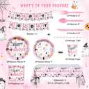 194Pcs Pink Halloween Booday Party Decorations, Happy Booday Tableware Set Banner Paper Plates Cups Napkins Tablecloth Little Boo Supplies Serve 24 Guest (7 inch, 9 inch)
