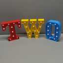 Cartoon Two Letter LED Lights, Toy Inspire 8.9 Inch Battery Powered LED Marquee Letters Lights Sign for Two Year Old 2nd Birthday Party Supplies Table Centerpieces Backdrop Photo Prop Decor (Rainbow)