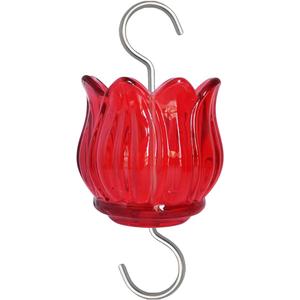 Glass Ant Moat for Hummingbird Feeder - 3 OZ Red Tulip Insect Guard with Large Capacity (1PC/Pack), Red