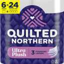 4 x Quilted Northern Ultra Plush Toilet Paper, 6 Mega Rolls = 24 Regular Rolls, 3X Thicker*, 3 Ply Soft Toilet Tissue | 3X Thicker*, Ultra Soft