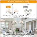 47'' Oversized Modern Chandelier with Shades, Farmhouse Chandelier, 6-Light Large Black Chandelier for Living Room, Adjustable Traditional Chandeliers for Foyer Kitchen E12 Base