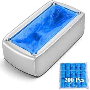 LYSHIYI Shoe Covers Machine Automatic Shoe Cover Dispenser with 200pcs Disposable Plastic Shoe Cover for Home, Office, Supermarket, Factory, Hospital (Silver)