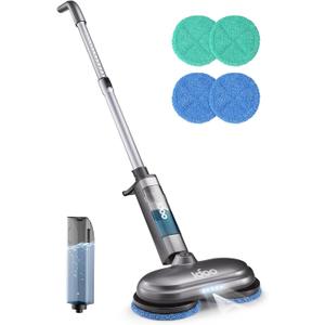 iDOO Cordless Electric Mop, Rechargeable Spin Mop with Water Spray & LED Headlight, Quiet Self Propelled Floor Cleaner, Washable Pads, Lightweight Floor Scrubber for All Floors