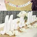 VIOPVERY Mr and Mrs Sign for Wedding Table,Large White Mr and Mrs Sign,Wooden Letters,Mr & Miss Sign with Just Married Banner Wedding Decorations for Anniversary