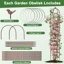 2 Pack 7Ft Heavy Duty Metal Garden Obelisk Trellis for Climbing Plants, Rust-Resistant Steel Vine Support Bird Finial for Rose Clematis, Potted Flowers Stand Indoor Outdoor Decor (Rose Gold), 2 PCS