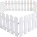 Kisangel 5Pcs White Plastic Picket Fence, Garden Border Edging 19.7x7.9