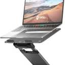 Nulaxy Height Adjustable Laptop Stand for Desk, Dual Foldable Aluminum Computer Riser, Pull Out Design Ergonomic Sit to Notebook Holder Convertor, Compatible with All 10-17" Laptops, Tablets, Gray