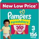 Pampers Diapers - Swaddlers 360 - Size 3, 156 Count, for up to 100% Leakproof Premium Skin Protection (Packaging May Vary)